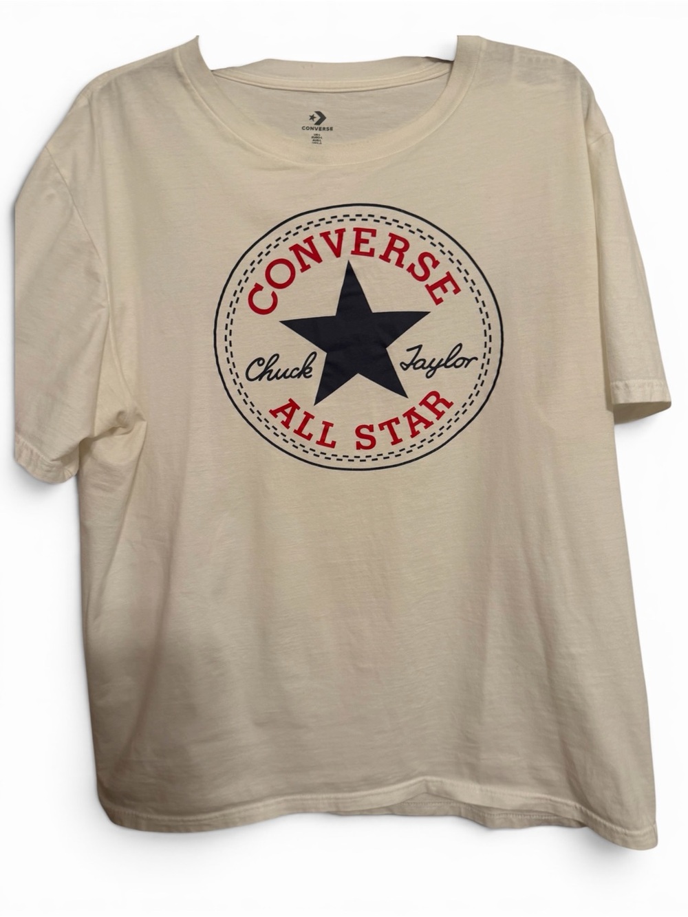 Converse Cream Tee with Navy Star and Red Logo
